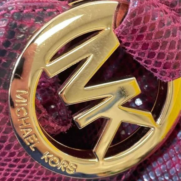 Michael Kors MK Fulton Snakeskin Animal Print Hobo Bucket Purse Handbag - Picture 8 of 9